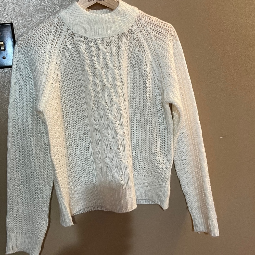 M.  Ivory Mock Neck Sweater